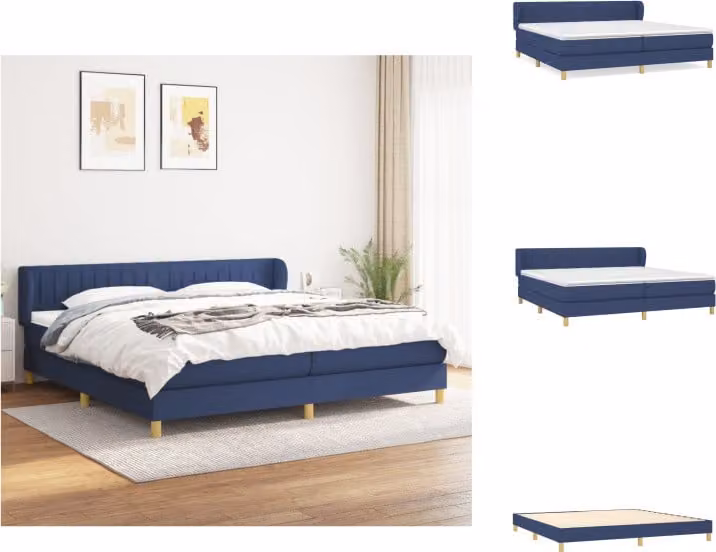 vidaXL Letto a molle con materasso blu 200x200 cm in tessuto - Letti & strutture letto