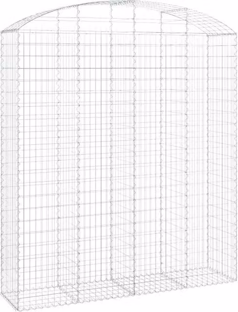 Cesto gabbione ad arco per recinzione e muro di contenimento in ferro zincato argento L: 200 cm, P: 50 cm, H: 220/240 cm