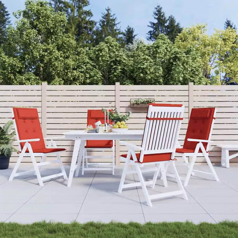 Set di 4 cuscini per sedia con schienale alto vidaXL in tessuto Oxford rosso, traspiranti e idrorepellenti, con imbottitura in schiuma