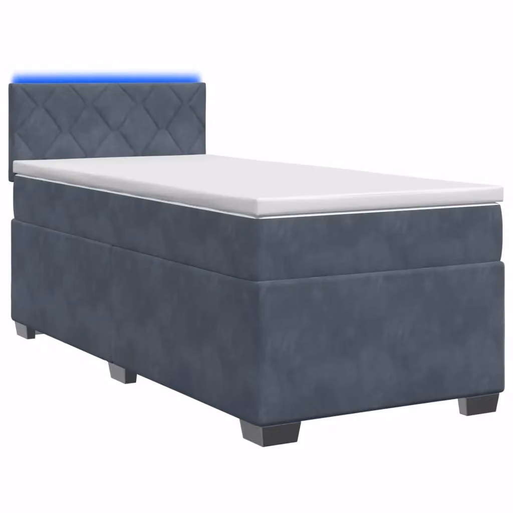 Letto Singolo con Box Spring, Materasso Ibrido e Illuminazione LED vidaXL, Grigio Scuro, L/P: 90 x 190 cm – 2