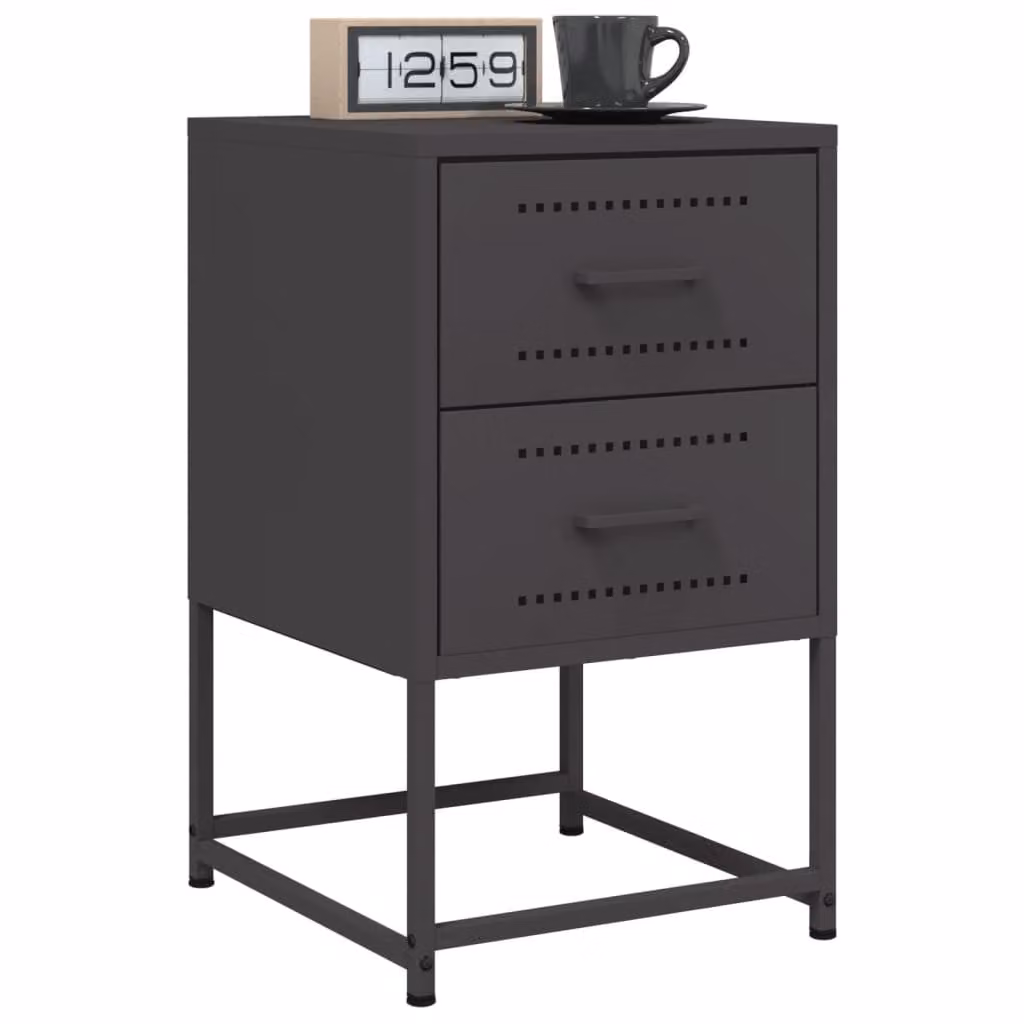 Set di 2 comodini vidaXL in acciaio nero stile industriale L: 36 cm, P: 39 cm, H: 60,5 cm