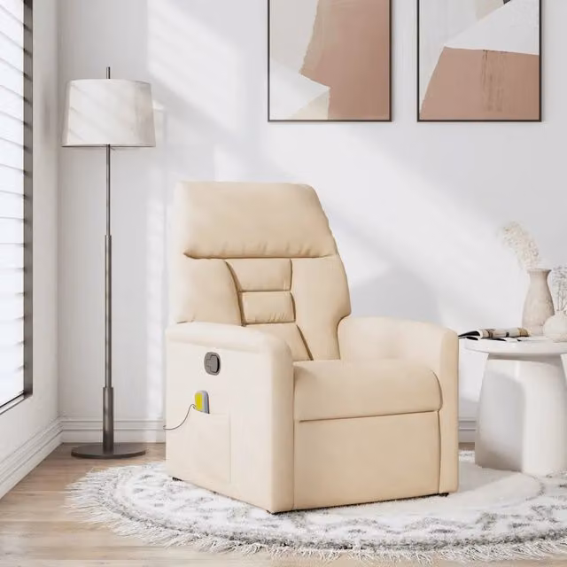 Poltrona Reclinabile Relax vidaXL in Microfibra Beige con Braccioli e Struttura in Legno e Metallo