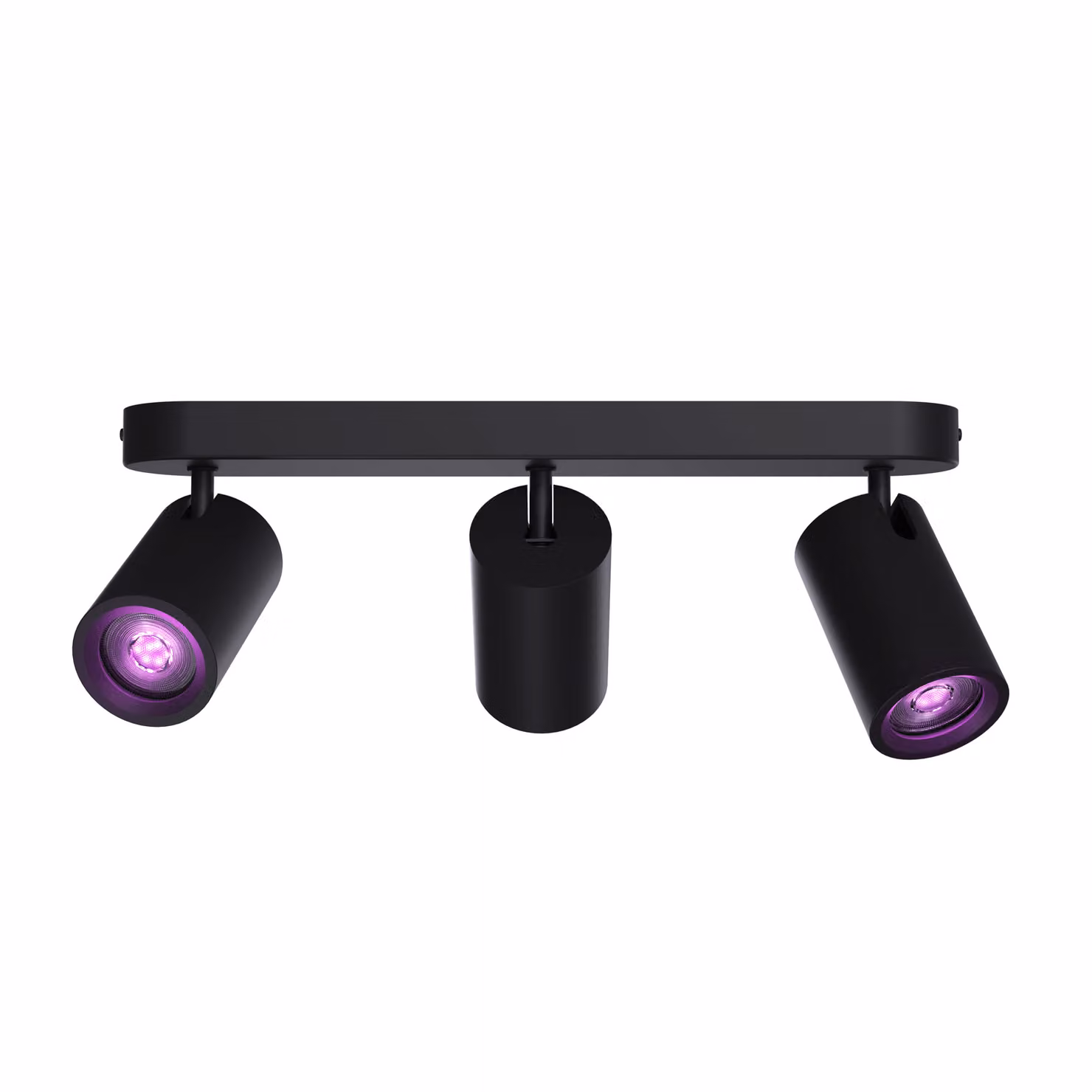 Plafoniera LED RGB intelligente Calex, ovale, con 3 faretti, Wi-Fi, Bluetooth, 4.9W, 345 lm, dimmerabile, luce bianca e colorata (2200-4000K), 27cm, Nero opaco, Classe energetica G