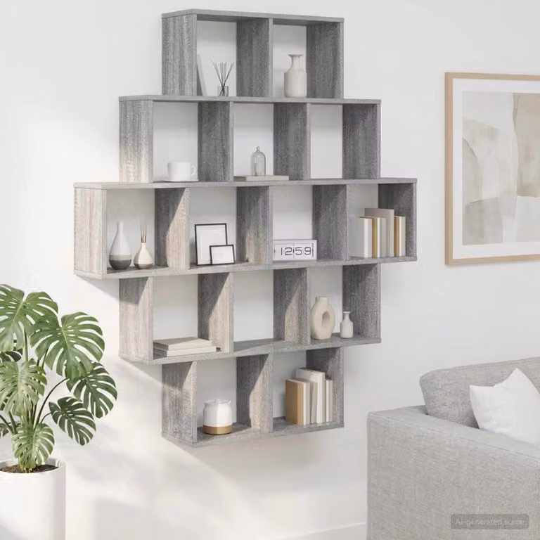 Scaffale da parete moderno vidaXL grigio L: 120 cm, P: 20 cm, H: 136 cm