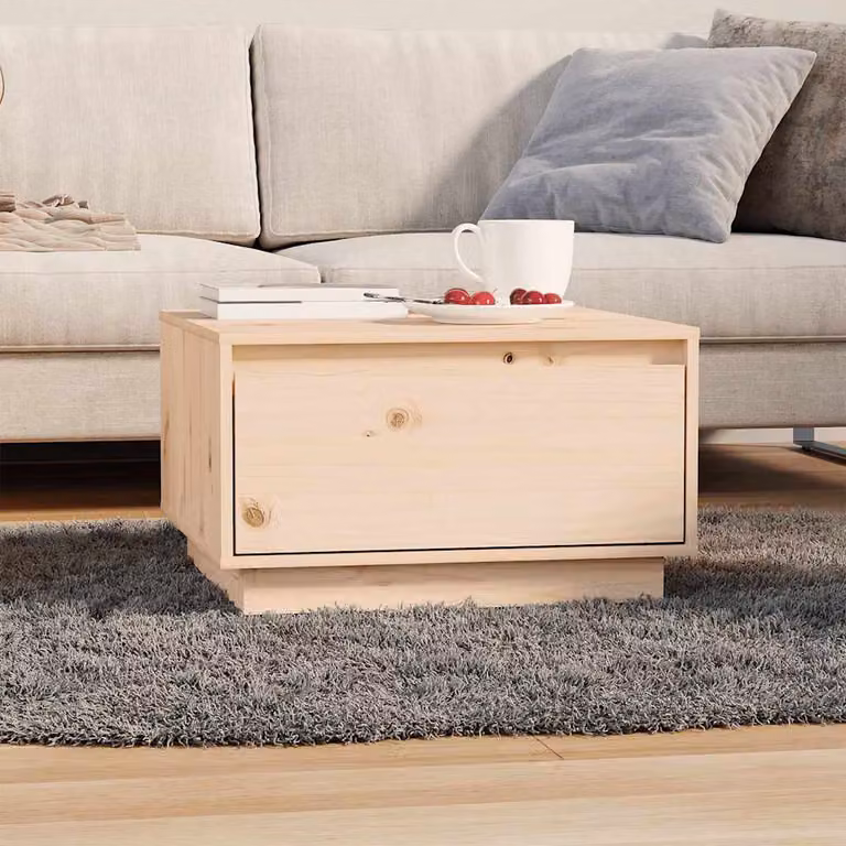vidaXL Tavolino da Salotto in Legno di Pino Beige L: 55 cm, P: 56 cm, H: 32 cm