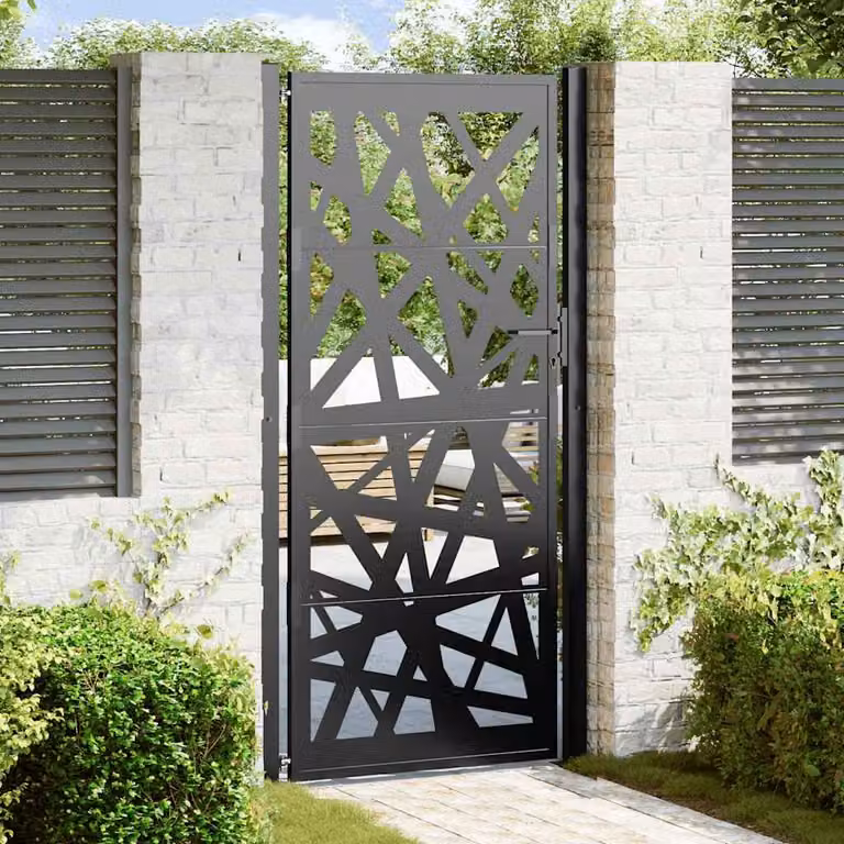 Cancello da giardino singolo vidaXL in acciaio nero L: 100 cm, H: 200 cm
