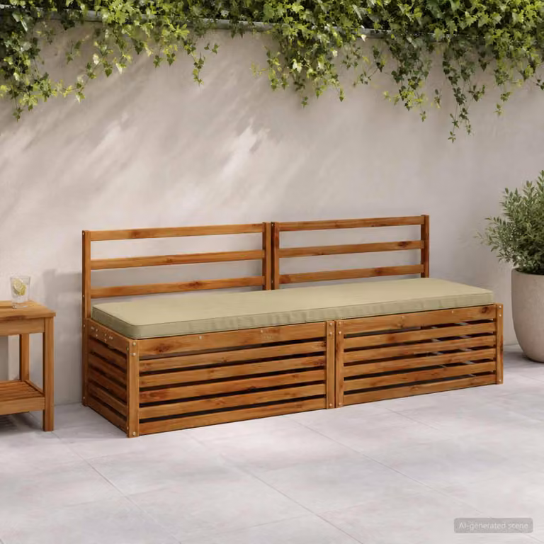 Set di 2 cuscini per panchina vidaXL VUGHT in poliestere con rivestimento lavabile e resistente ai raggi UV, disponibili in verde o beige