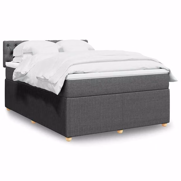 vidaXL Letto Ibrido con Materasso e Giroletto in Tessuto Grigio e Bianco L/P/H: 140 x 200 cm