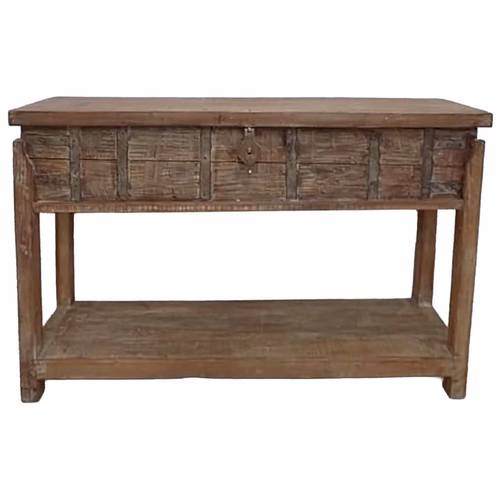Consolle da ingresso Wanderlust Deco in legno marrone stile boho L: 144 cm, P: 39 cm, H: 93 cm – 2