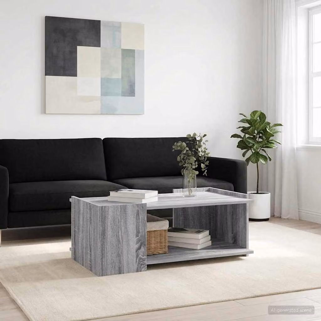 vidaXL Tavolino da salotto moderno in MDF laminato Grigio L: 90 cm, P: 50 cm, H: 33 cm