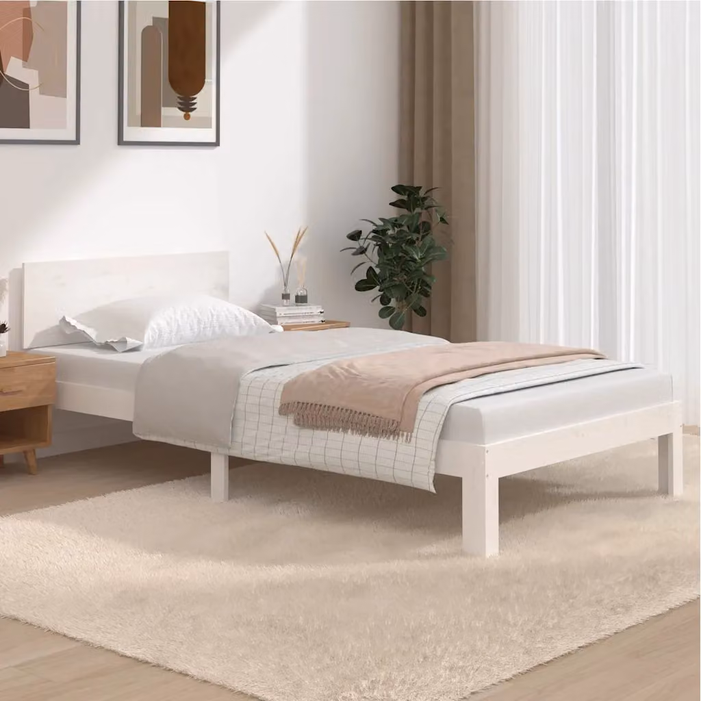 vidaXL Giroletto in legno massello di pino bianco con doghe fisse L/P/H: 205.5 x 100 x 69.5 cm