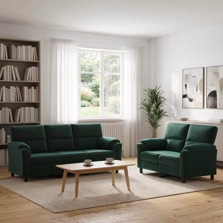 Set di 2 divani moderni vidaXL in velluto verde con struttura in metallo per il tuo soggiorno