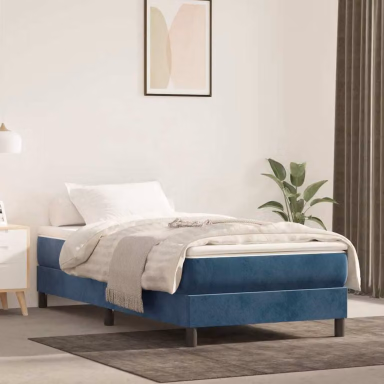 Maison Exclusive - Struttura Letto a Rete a Molle Blu Scuro 90x190 cm in Velluto