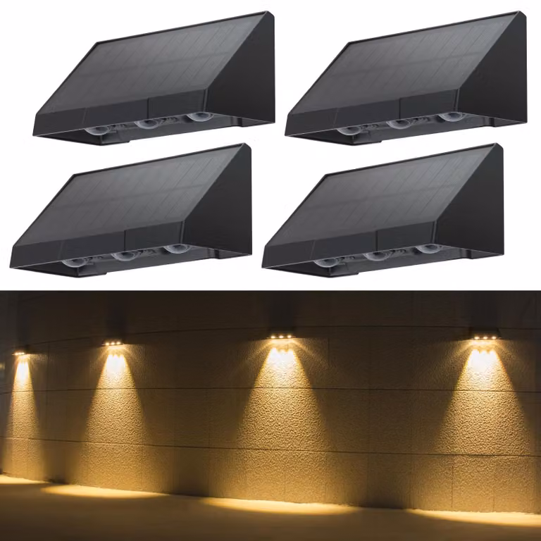 Set di 4 lampioni solari a LED, luce bianca calda da 3000K, impermeabili