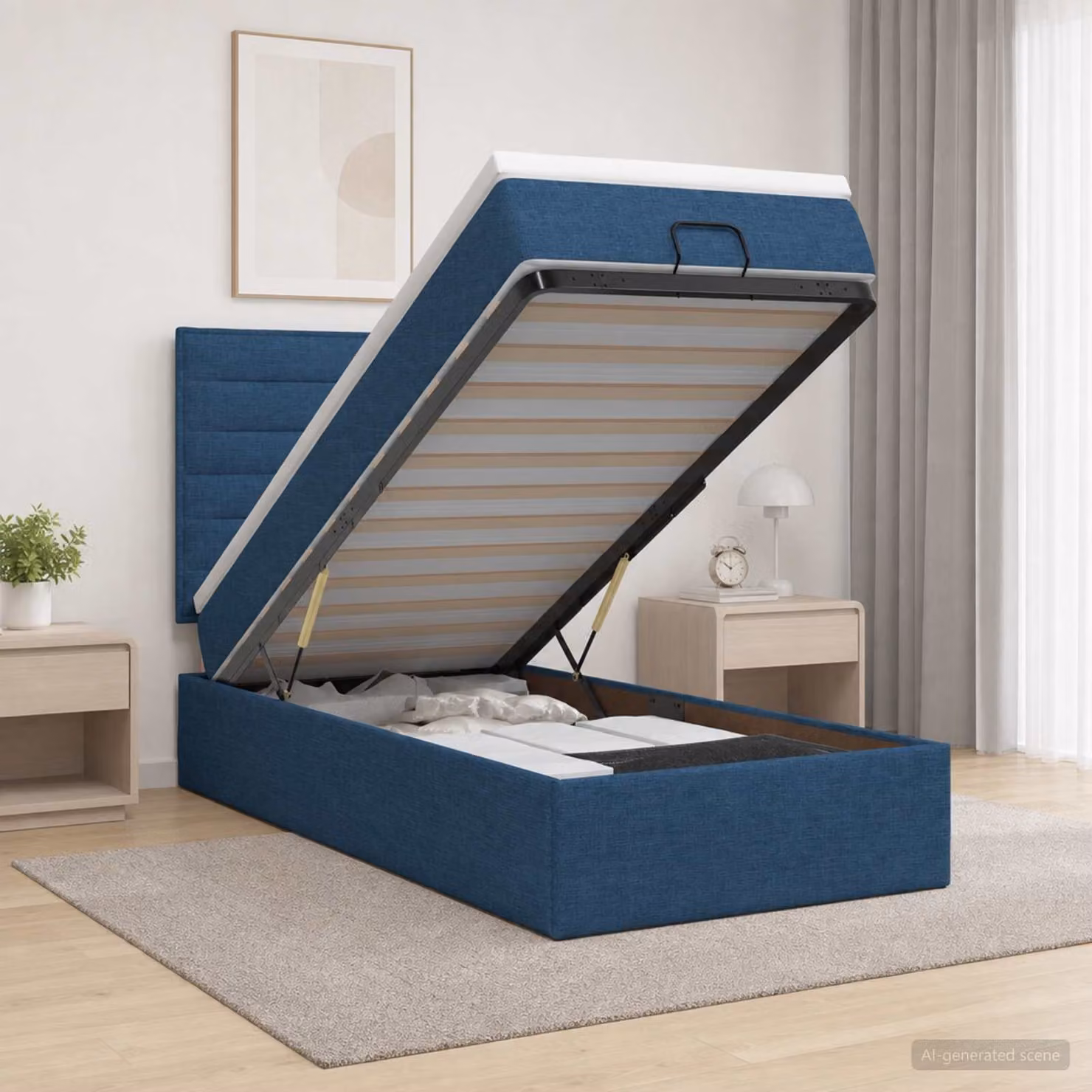vidaXL Letto ottomano con materasso Blu 80 x 200 cm Tessuto