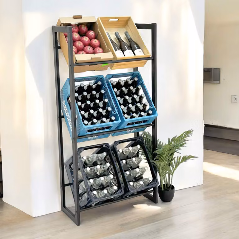 DanDiBo Portacasse per bevande 6 casse Metallo nero Montante 96563 Portacasse per bevande 71 cm Portacasse per frutta Portacasse per bottiglie