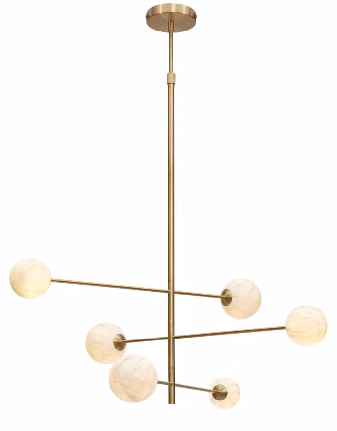 si tratta di RoMi - Lampada a sospensione Carrara - Oro/Bianco - 100x100x95cm - 6L Lampada a sospensione - Lampada da tavolo - Lampada da soggiorno - Lampada da camera da letto - Soggiorno