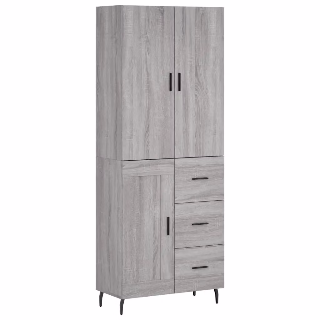 Credenza moderna vidaXL in legno e metallo grigio, sospesa, L: 69,5 cm, P: 34,0 cm, H: 180,0 cm – 2