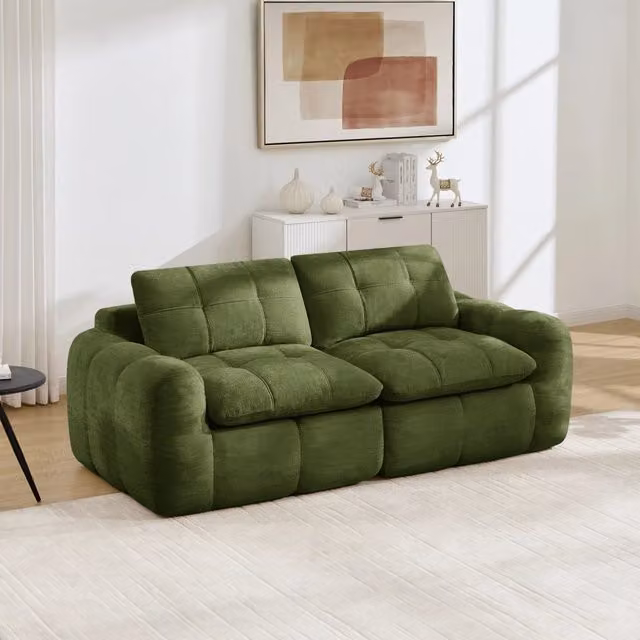 Divano 194x97x68 cm modulare in ciniglia verde