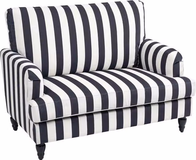 Poltrona Classica HOMCOM a Righe in Velluto con Molle a S, Nero e Bianco, L: 115 cm, P: 82 cm, H: 82 cm