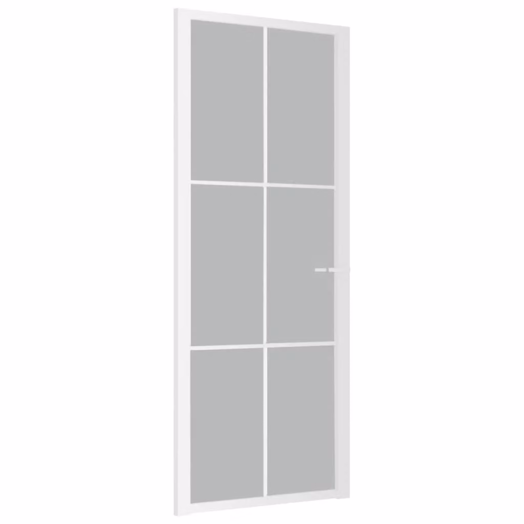 Porta Interna 83x201,5 cm Bianco Opaco Vetro e Alluminio