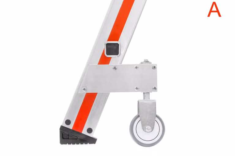 Set di rulli a molla Hymer con bloccaggio automatico per scale a pioli e scale a piattaforma rigide sulla parte A della scala