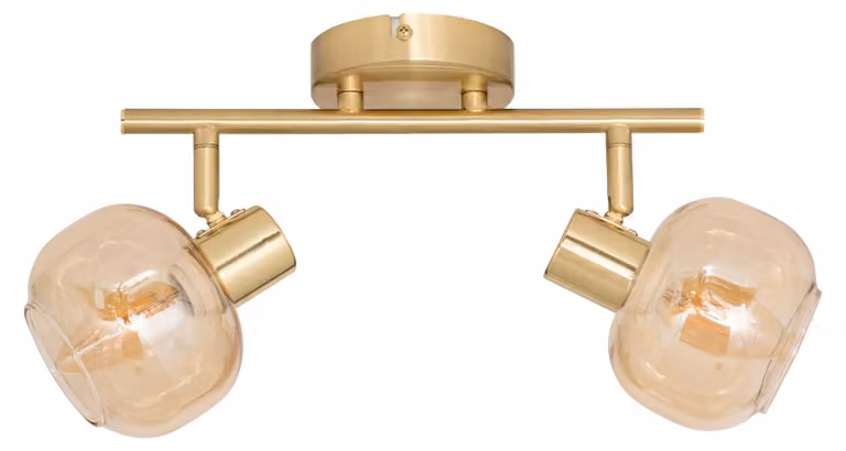 Lampade da soffitto PILLA, oro e paralumi in vetro, 2 punti