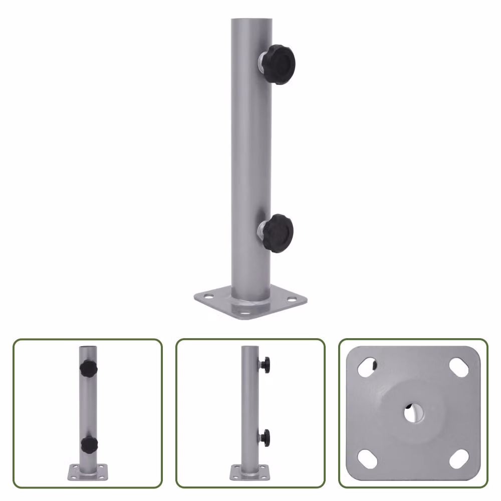 The Living Store Supporto per ombrellone per palo Ø32/34/38 mm in acciaio argento