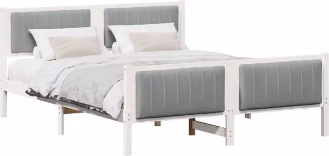 Letto matrimoniale | Letto per adulti | Struttura del Letto Bianco e grigio chiaro 160 x 200 cm