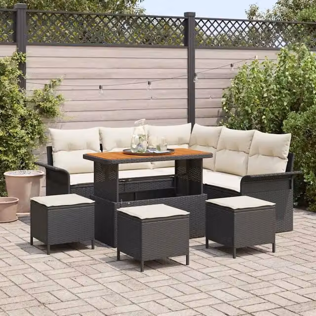 Set Divano da Giardino 9 pz Nero polyrattan 3362140