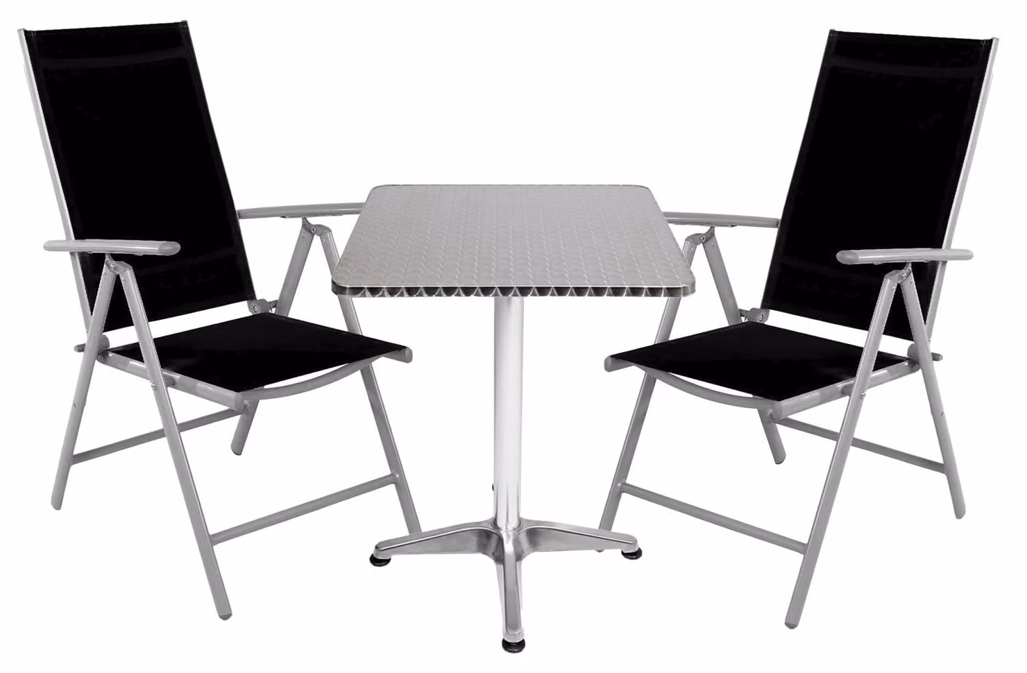 Set da bistrot 3 pezzi in alluminio - Tessuto argento/nero