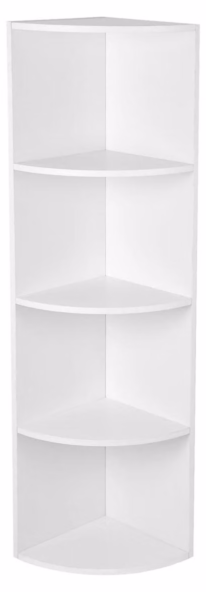 Scaffale angolare bianco a 5 ripiani in legno