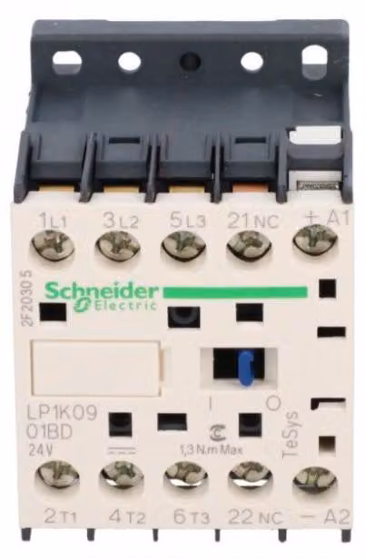 Contattore di potenza Schneider Electric 9A 24V DC LP1K0901BD