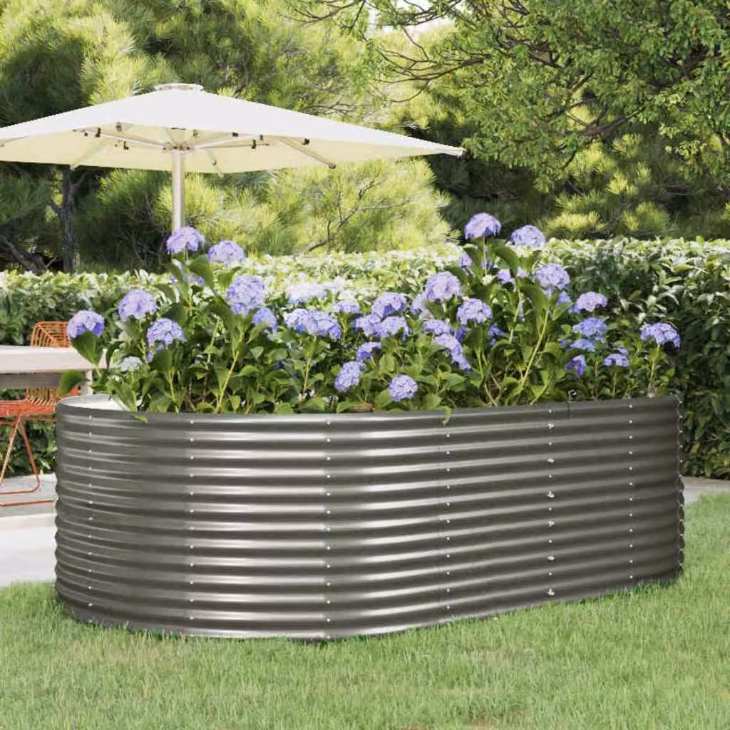 Letto da giardino rialzato vidaXL in acciaio zincato grigio L: 212 cm, P: 140 cm, H: 68 cm