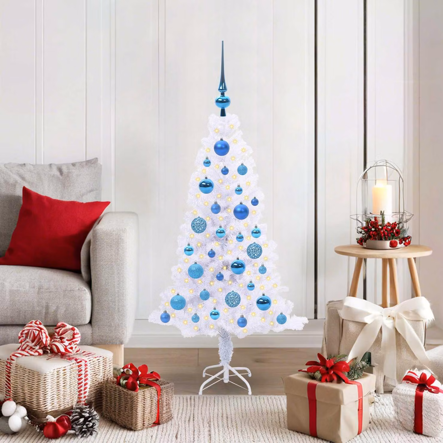 Maison Exclusive - Albero di Natale artificiale bianco, 120 cm, in PVC e acciaio