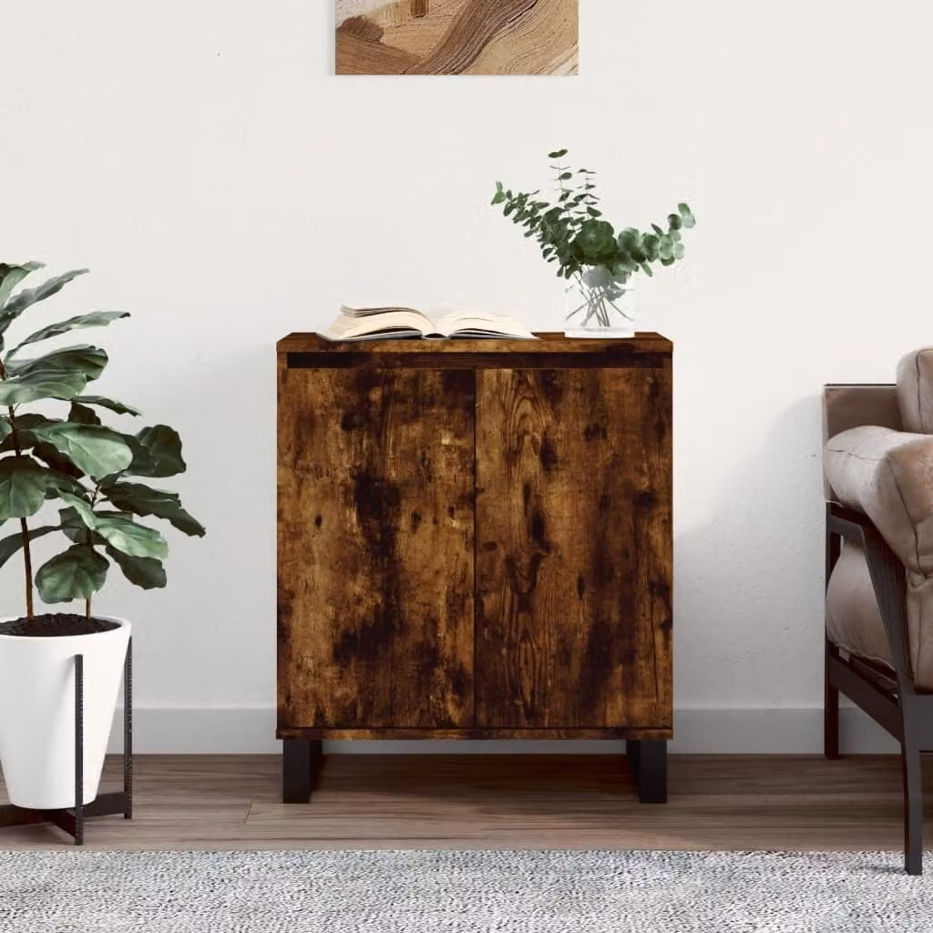 Credenza moderna vidaXL in legno multistrato rovere fumo marrone L: 60 cm, P: 35 cm, H: 70 cm