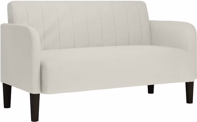 Divano da soggiorno moderno in velluto beige con cuscini inclusi L: 124 cm, P: 76 cm, H: 74 cm