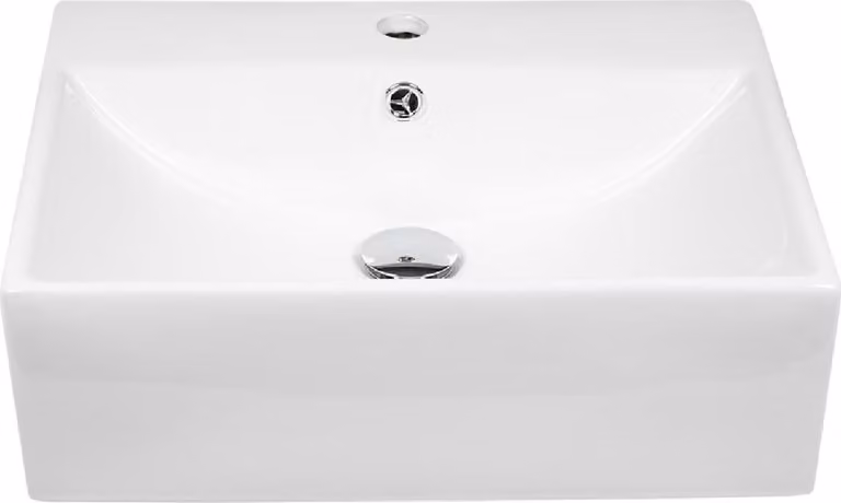 Lavabo sospeso in Vetroceramica rettangolare 505x405x160 mm bianco Set completo