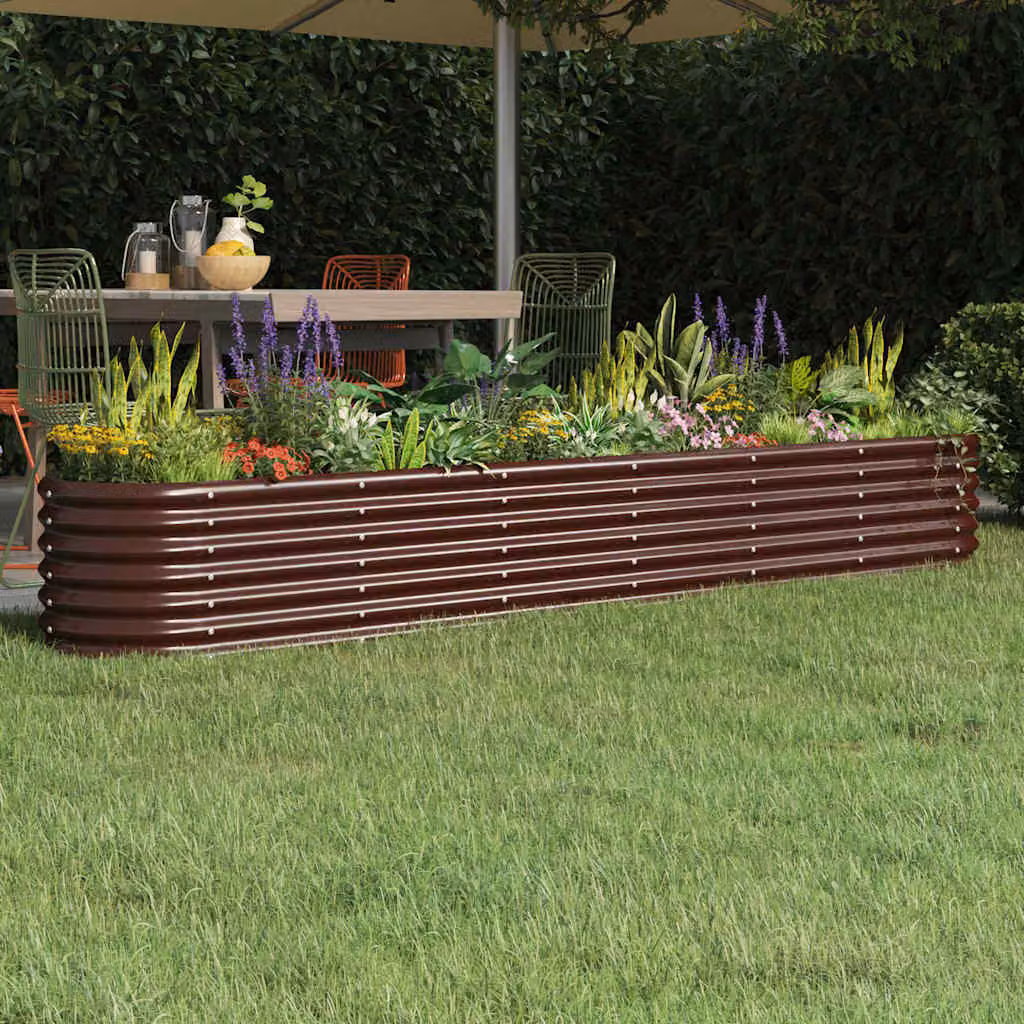 Letto rialzato da giardino vidaXL in acciaio zincato marrone L: 260 cm, P: 40 cm, H: 36 cm