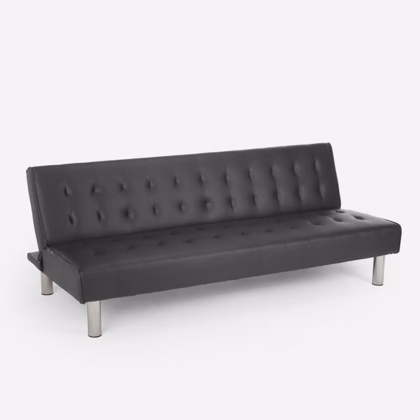Divano letto Elly di design moderno in Pelle finta a 2 posti - Grigio