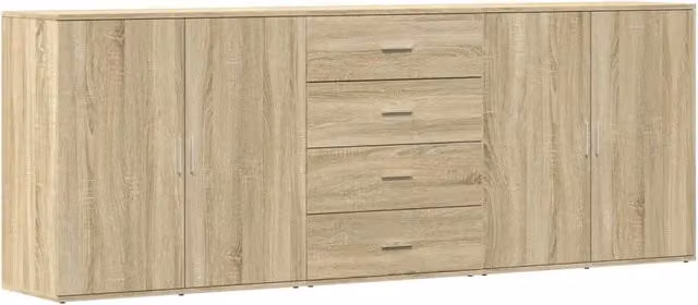 Credenze 3 pz | Madia | Buffet da pranzo | Armadio da pranzo Rovere Sonoma in Legno Multistrato