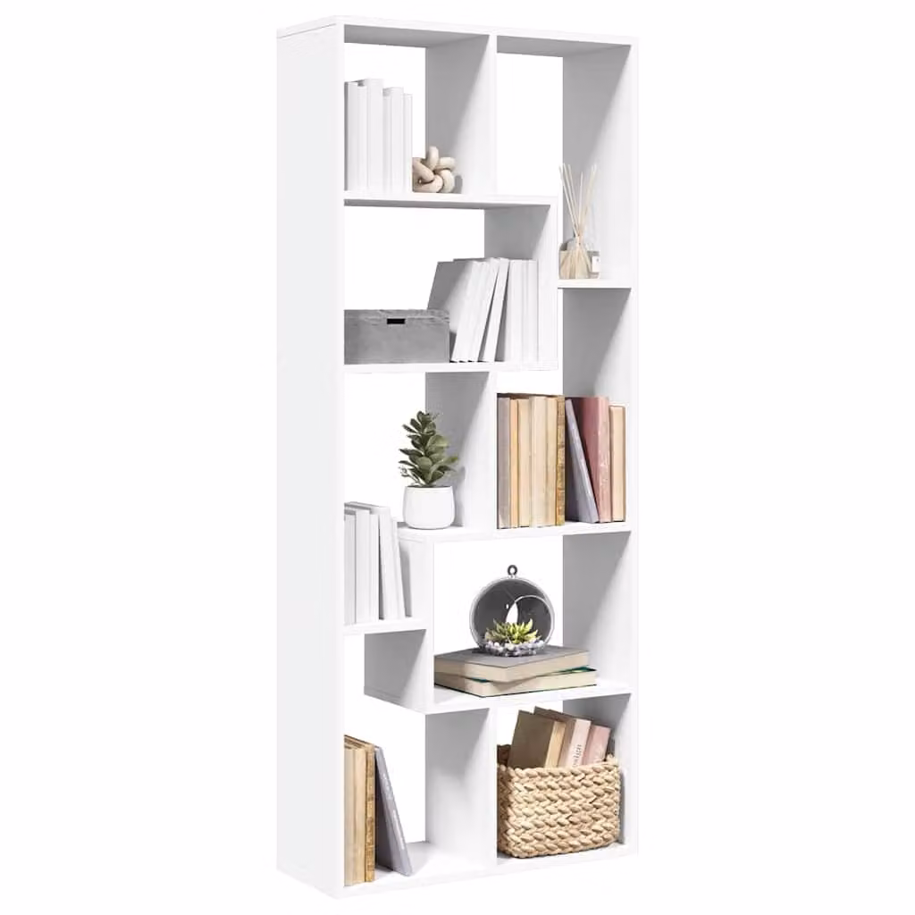 Libreria Divisorio Moderna vidaXL Bianca in MDF L: 67 cm, P: 25 cm, H: 161,5 cm