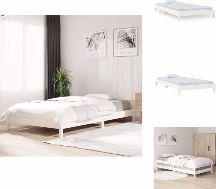 vidaXL Letto impilabile bianco 100x200 cm in legno di pino massiccio - Letti e strutture letto