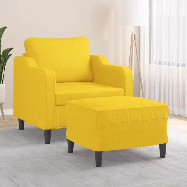 Poltrona letto moderna vidaXL con pouf in tessuto giallo per soggiorno