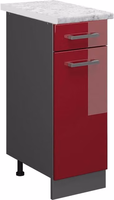 Mobiletto base per cucina Vicco R-Line Rosso lucido e Antracite L: 30 cm – 1