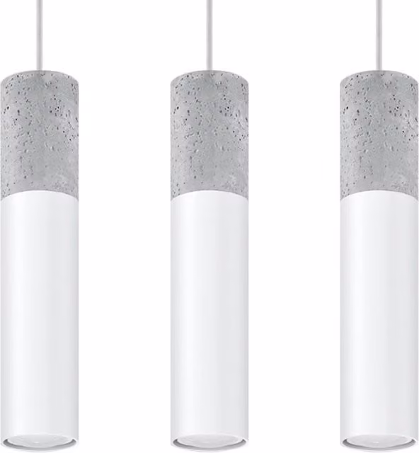 Lampada a sospensione Persian Indigo Borigio di Sollux Lighting in acciaio e cemento, 3 luci, colore bianco e grigio, L/P/H: 45 x 6 x 90 cm – 1