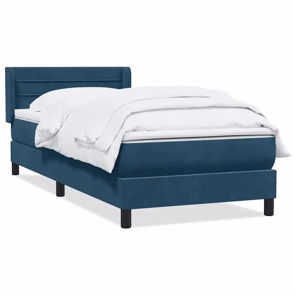 Letto Ibrido con Giroletto a Molle e Materasso vidaXL in Velluto Blu Scuro L: 80 cm, P: 223 cm, H: 83 cm – 2