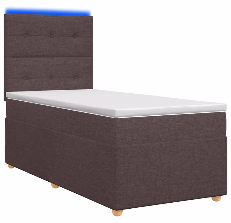 Letto a molle con materasso marrone scuro 80 x 200 cm in tessuto