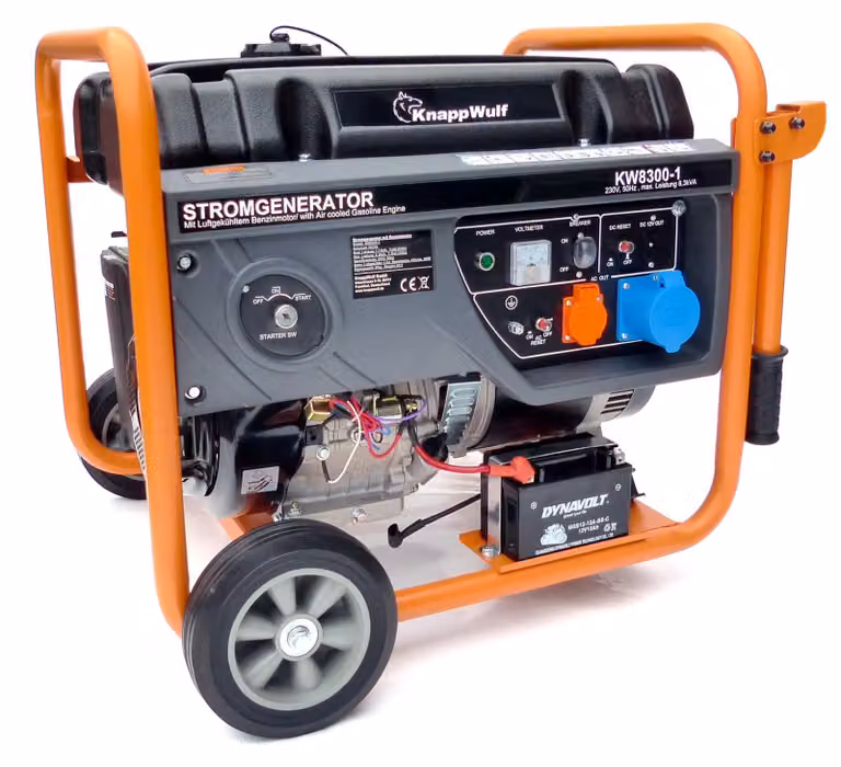 Generatore a benzina - Potenza: 7,7 kW - 230V - Serbatoio: 25 litri - Gruppo elettrogeno portatile di emergenza