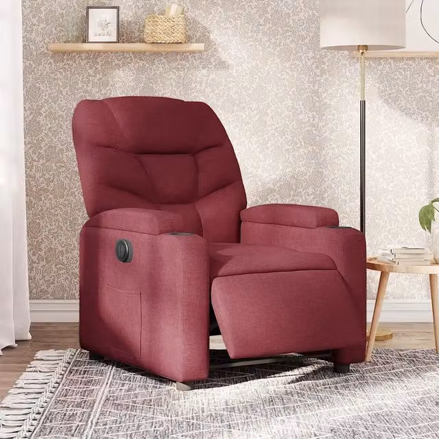 Poltrona elettrica reclinabile relax vidaXL in tessuto rosso – 1
